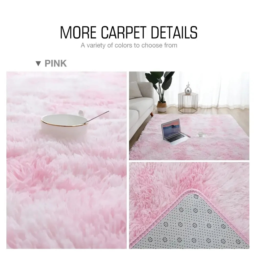 VIKAMA Plush Wave Pattern Carpet Living Room Bedroom Bedside Rug Soft Warm Three Colours Patchwork Home Decor Carpet