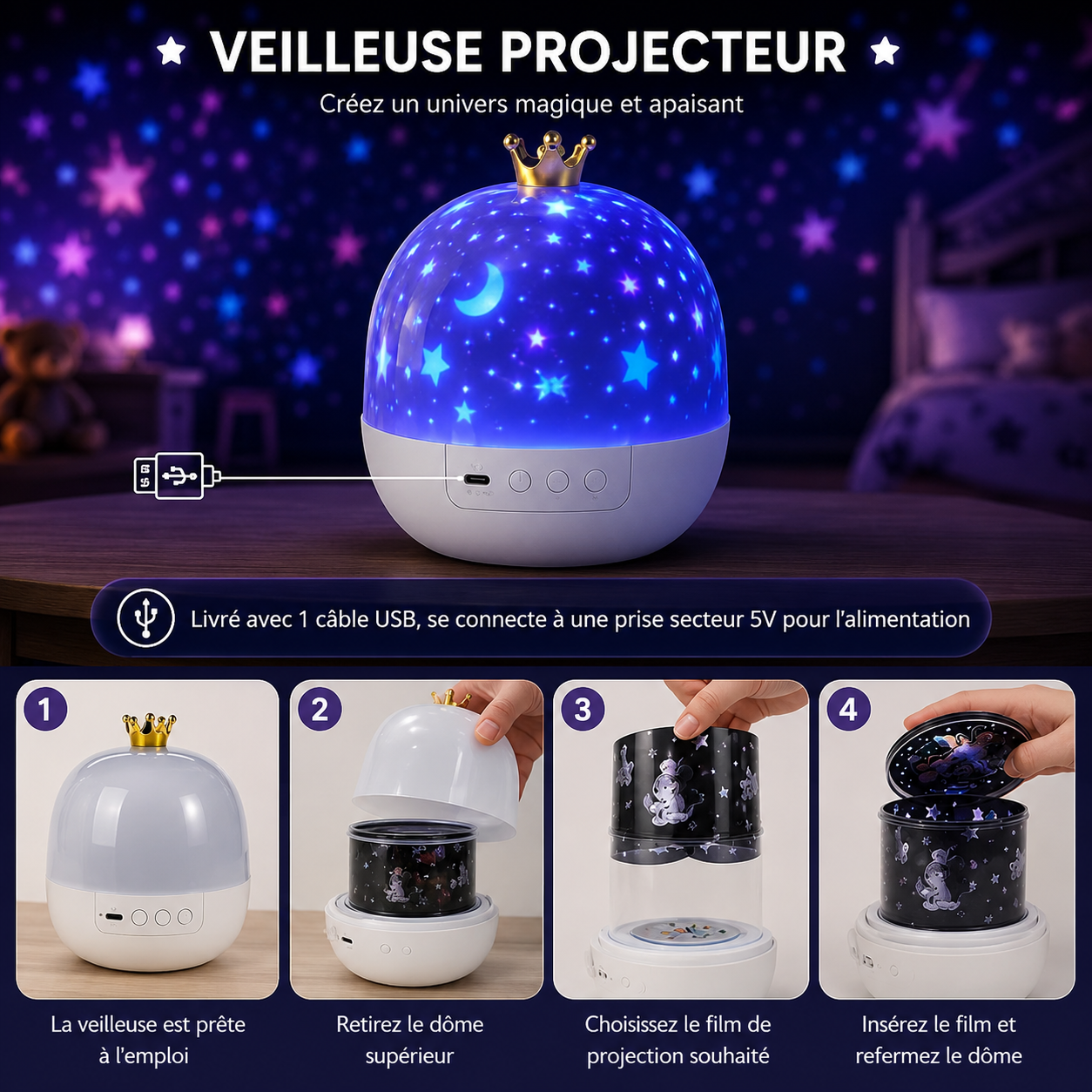 Veilleuse Projecteur Galaxie
