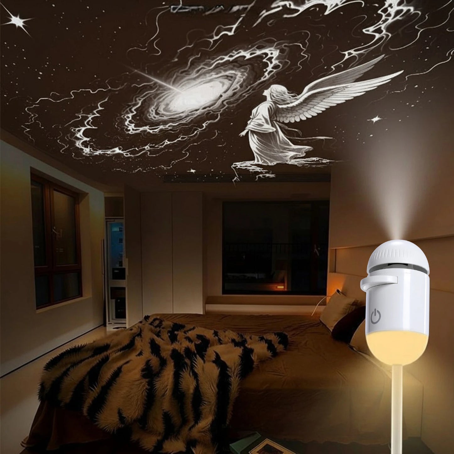 NEW 2-in-1 Mini Galaxy Star Projector Night Light Dual Use HD Romantic Ambient Lamp USB Powered for Car Interior & Bedroom Decor