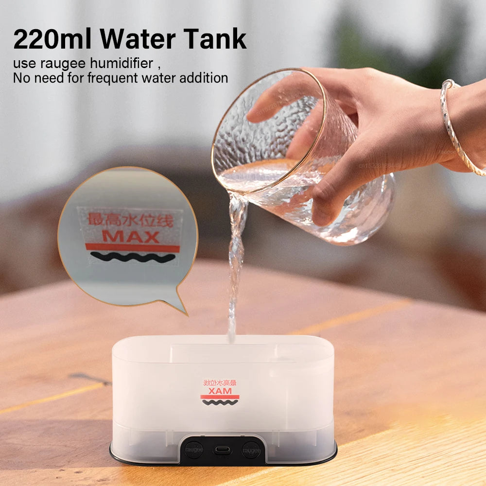 Aroma Humidifier Mini Air Humidifier for Home Bedroom Flame Essential Oils Diffuser Desktop Fragrance Diffuser with Night Light
