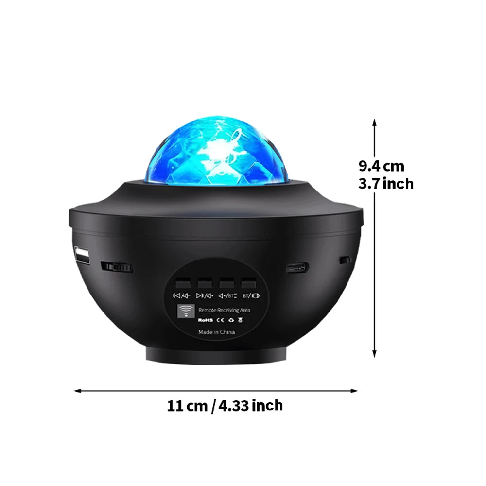LED Night Light Starry Sky Projector Light BT Music Player USB Power Remote Switch Ocean Wave Galaxy Ambient Kids Birthday Gift