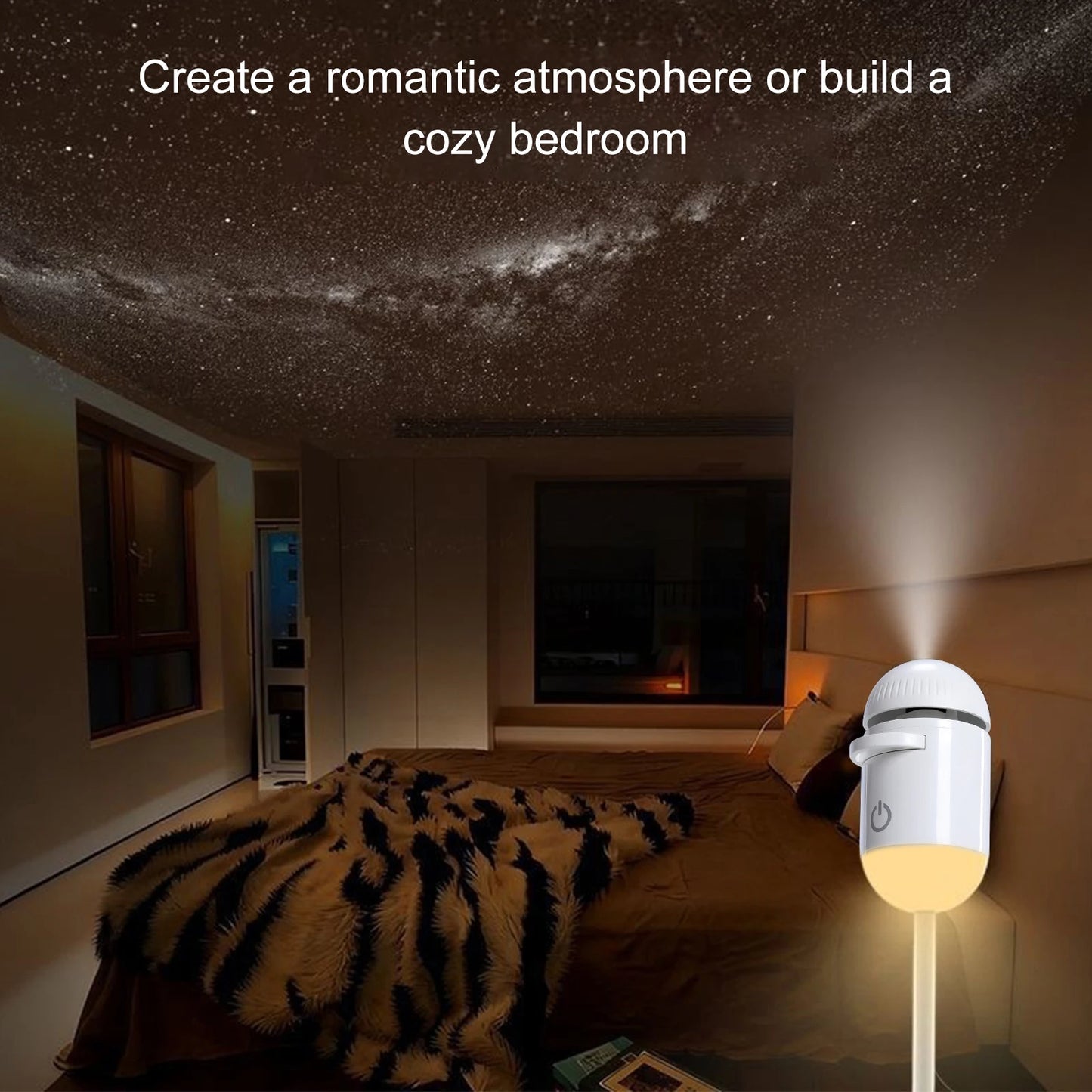 NEW 2-in-1 Mini Galaxy Star Projector Night Light Dual Use HD Romantic Ambient Lamp USB Powered for Car Interior & Bedroom Decor
